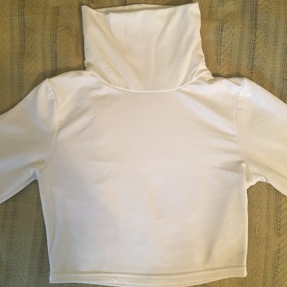 White Shein Fleece Lined Long Sleeve Cropped Turtleneck Top - Picture 3 of 8